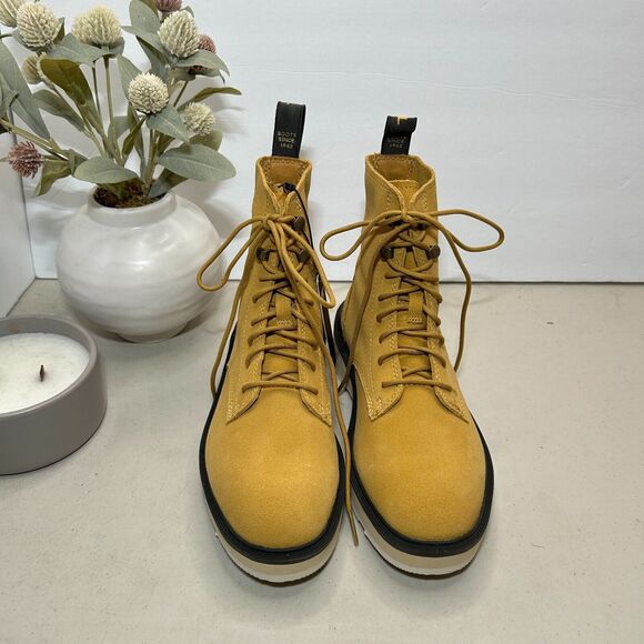 Sorel Hi-Line Lace Waterproof Suede Boots Geo Yellow NL4879-712 Women's 6 NWOB - Picture 3 of 10